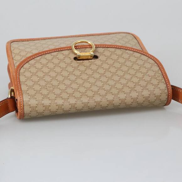 CELINE Macadam Canvas Shoulder Bag Beige Gold - Picture 6 of 13